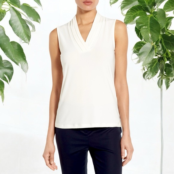 Anne Klein Harmony Pleat Neck Shell Top - Picture 5 of 16